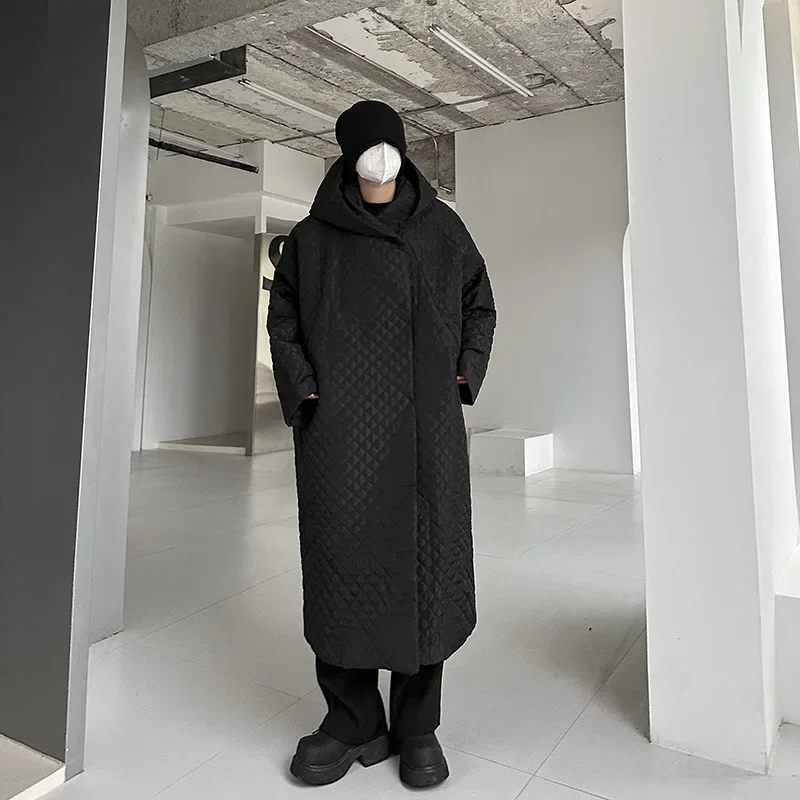 Зимнее длинное хлопковое пальто в японском стиле Mountain Village Vintagedull с капюшоном Argyle