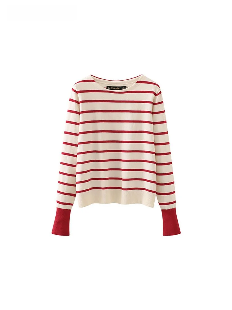La Chapelle круглый вырез в полоску контрастного цвета с рукавами-колокольчиками