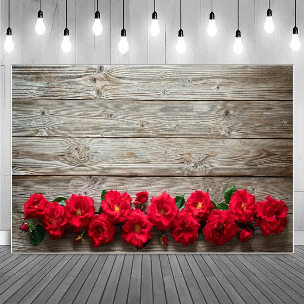 

Wood Eye Plank Red Floral Flower Decoration Photography Backdrops Children Home Studio Wooded Board Flat Lay Photo Backgrounds