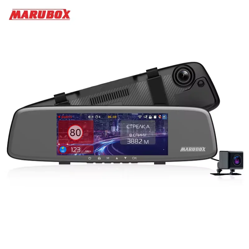 Marubox M680GPS Видеорегистратор с GPS информатором зеркало со встроенным