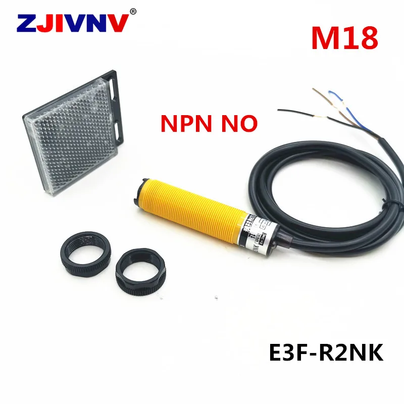 

E3F M18 Infrared Inductive Photoelectric Retroreflictive Type Switch NPN NO for Metal, Non Metal ,Transparent or Opaque 6-36VDC