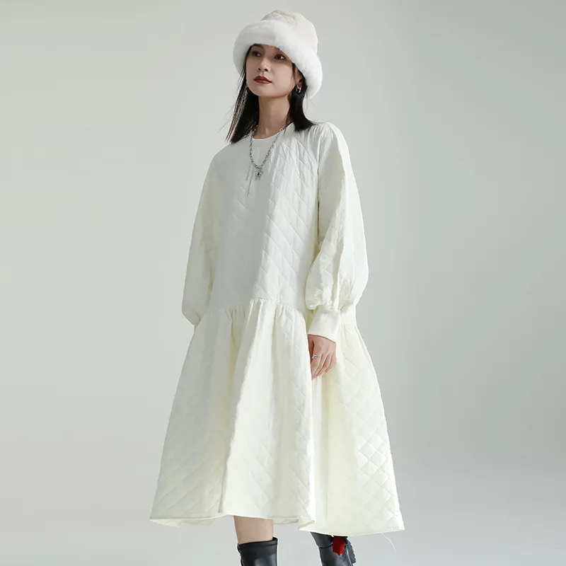 2022 Niche Design Winter New Cotton Dress Dress Loose Pendulum Thin Long Cotton Clothing Female
