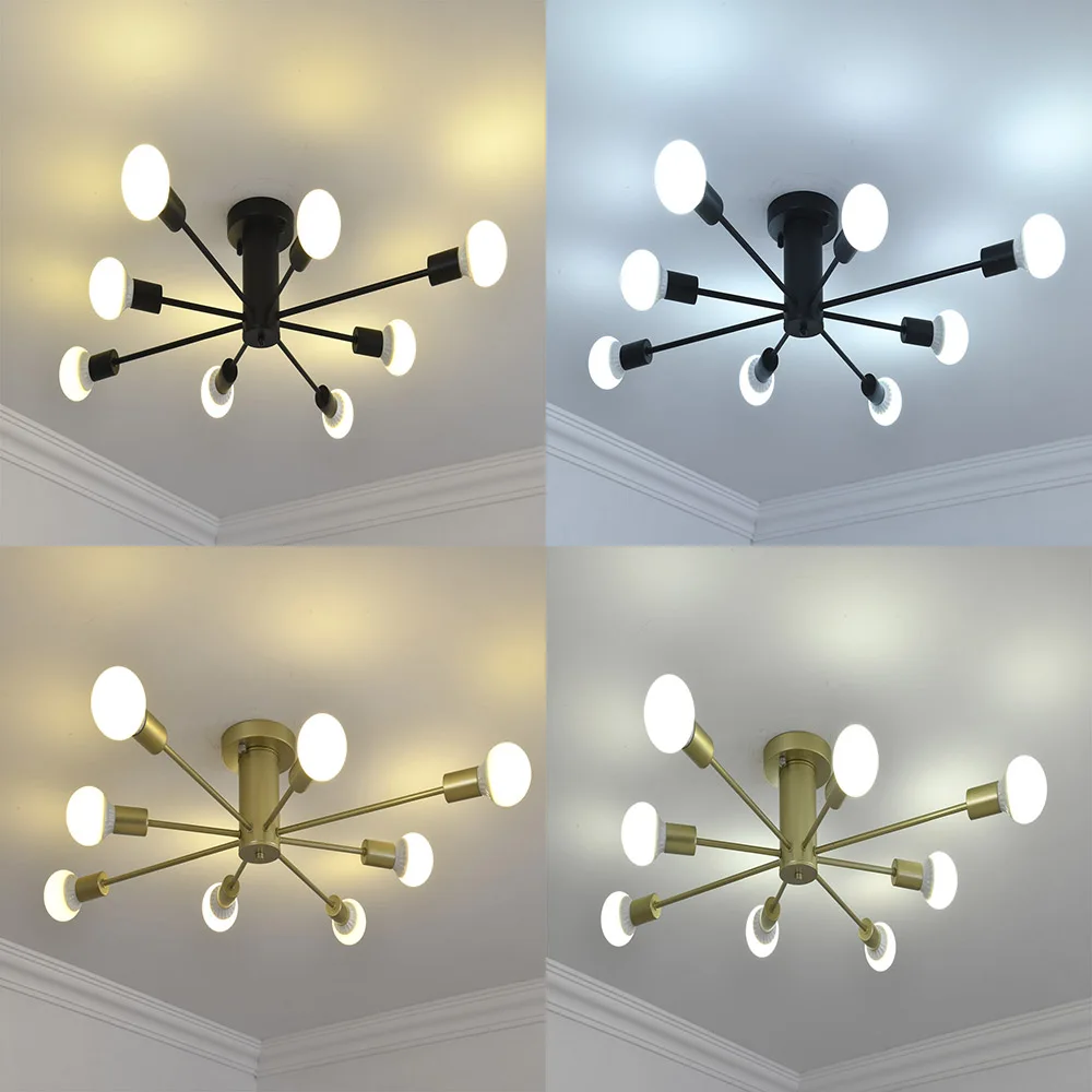 

LED Pendant Lamp Modern Pendant Lights Hanging Vintage Multiple Rod Wrought Iron Lighting Ceilin Fixtures Home Decoration Light