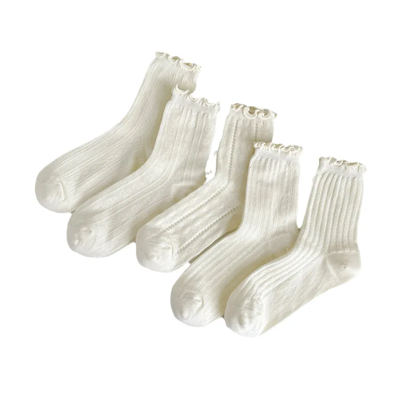 

White Thin Mesh Tube Stockings Solid Lace Stockings And Stockings