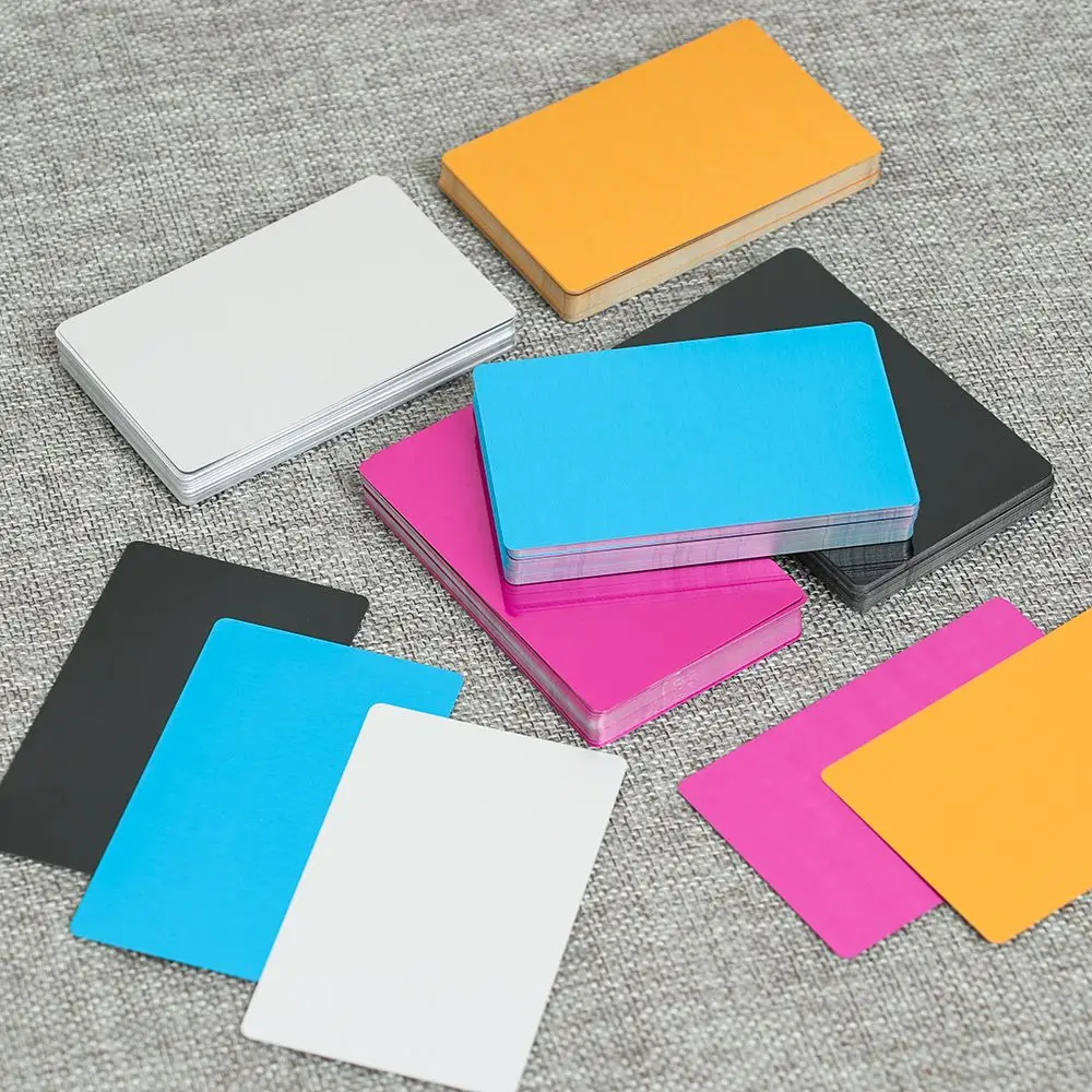 

50Pcs Colorful Aluminum Alloy Business Card Blank Metal Carte Laser Engraving Name Cards Business Visit Office School Supplies