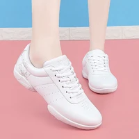 White competitive aerobics shoes Men's square dance shoes Women's children's soft soled shoes Cheerleading competition training