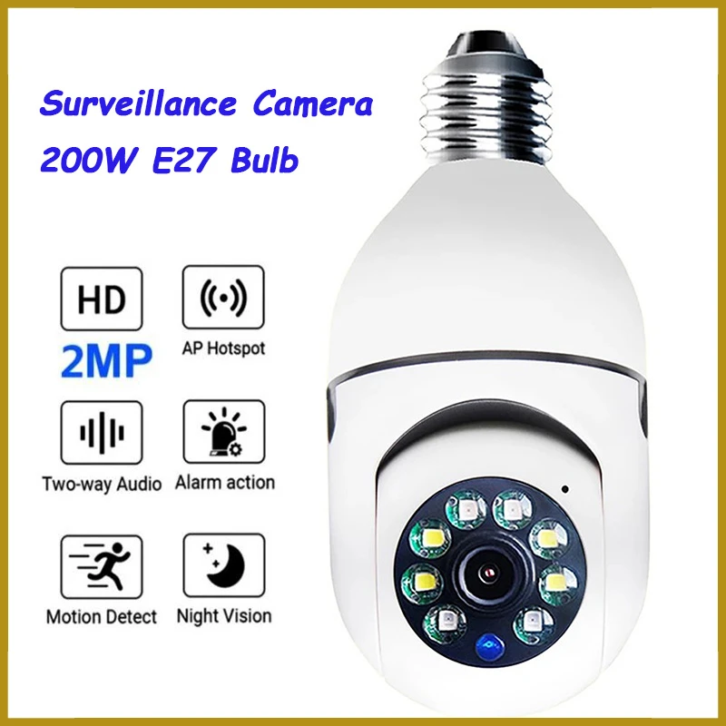 

Wifi E27 Bulb IP Camera Night Vision Full Color Automatic Tracking Digital Indoor Surveillance Video Security Monitor Cam