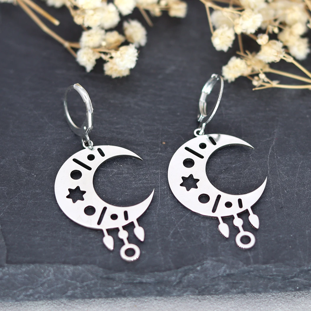 Модные серьги-кольца в виде полумесяца из нержавеющей стали для женщин