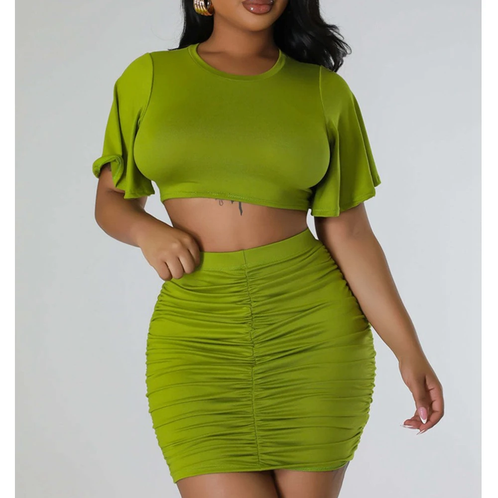 Wepbel Cute Women 2 Piece Skirts Summer Clothing Fashion Short Sleeve Tshirt Top Sexy Dress Sets High Waist Pencil Skirts