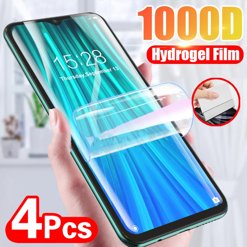 

4PCS Hydrogel Film Screen Protector For Xiaomi Redmi Note 10 Pro 7 8 9 Pro 9A Full Cover Screen Protector For POCO F3 M3 X3 Pro
