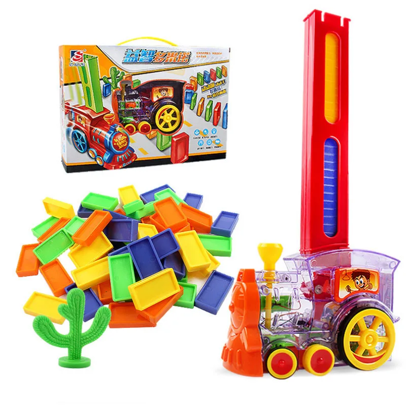 

Colorful Domino Game Building Blocks Car Domino Train Toy Set Rally Electric Train Model Truck Vehicle Stacking Boy Kid Toy