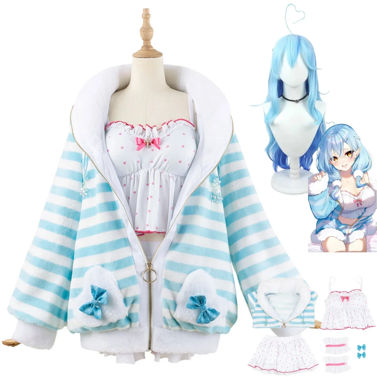 Аниме Виртуальная юкихана Lamy Косплей Костюм Hololive Пижама пушистая куртка юбка