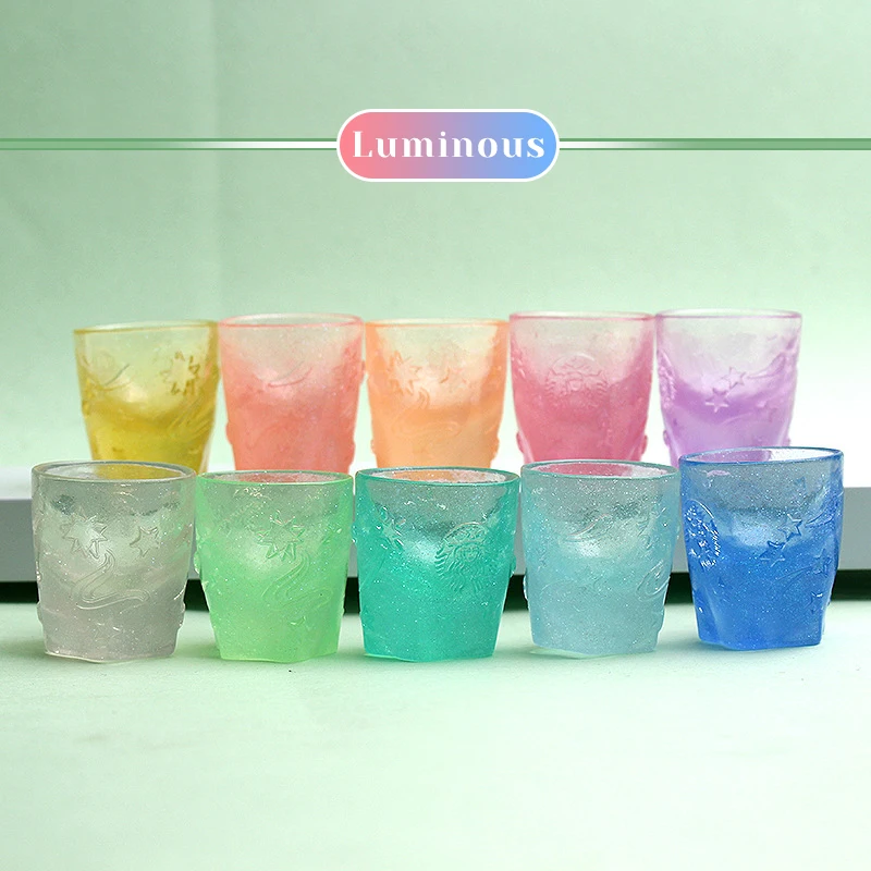 

Creative Colorful Luminous Simulation Glitter Coffee Cup Resin Accessories Fashion Desk Decoration Florescent Home Ornaments