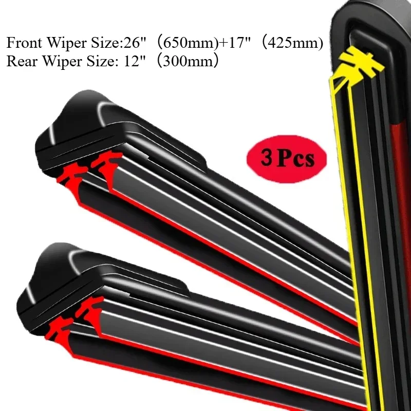 

Для Nissan X-Trail T32 2014-2022 2015 2016 2017 стеклоочиститель передние и задние щетки стеклоочистителя лобовое стекло щетки для окон 26 "+ 17" + 12"