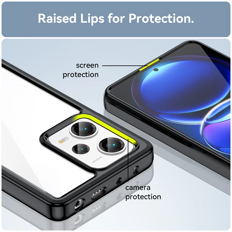 Прозрачный чехол для Redmi Note 12 Pro Plus твердый прозрачный мягкий бампер телефона из