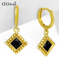 dowi vintage gold color bling black white aaa zircon piercing hoop earrings for women enamel piercing earrings gift