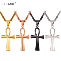 collare ankh cross necklaces goldblack color egypt key of the nile amulet gift 316l stainless steel egyptian pendant woman p208