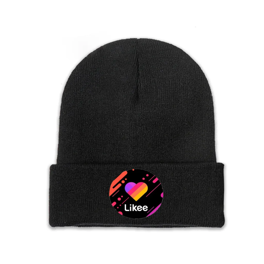 

Likee App Logo Likee Heart Rainbow Graffiti Knitted Hat Beanies Autumn Winter Hat Warm Unisex Street Cap for Men Women Gift