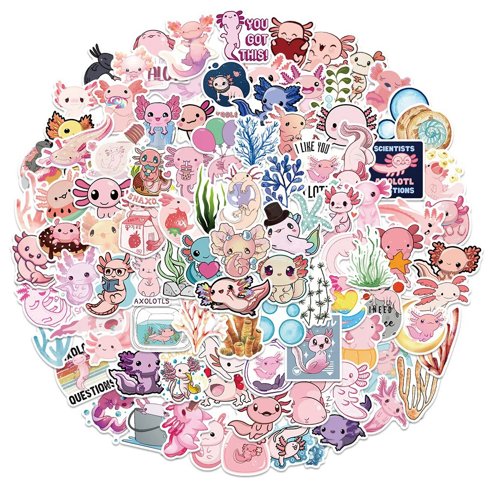 

10/30/50/100pcs Cute Animal Axolotl Graffiti Stickers Cartoon Decals Laptop Phone Luggage Skateboard Scrapbook Kid Sticker Toy