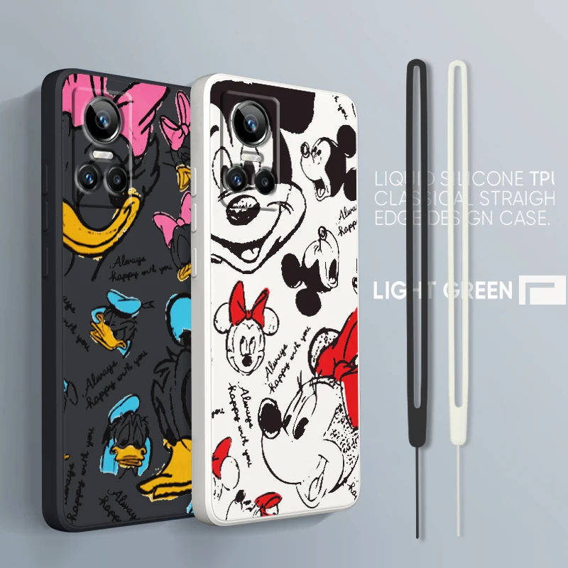 

Love Minnie Mouse For OPPO Realme GT2 Explorer Master Neo3 C21Y 10 9 8 6 5 4G 5G Pro Liquid Rope Soft Phone Case Coque Capa