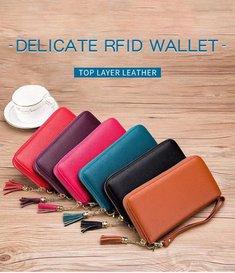 New European And American Fashion High-Quality Leather With Fringes Long Men's And Women's Wallet Multifunctional Card Bag