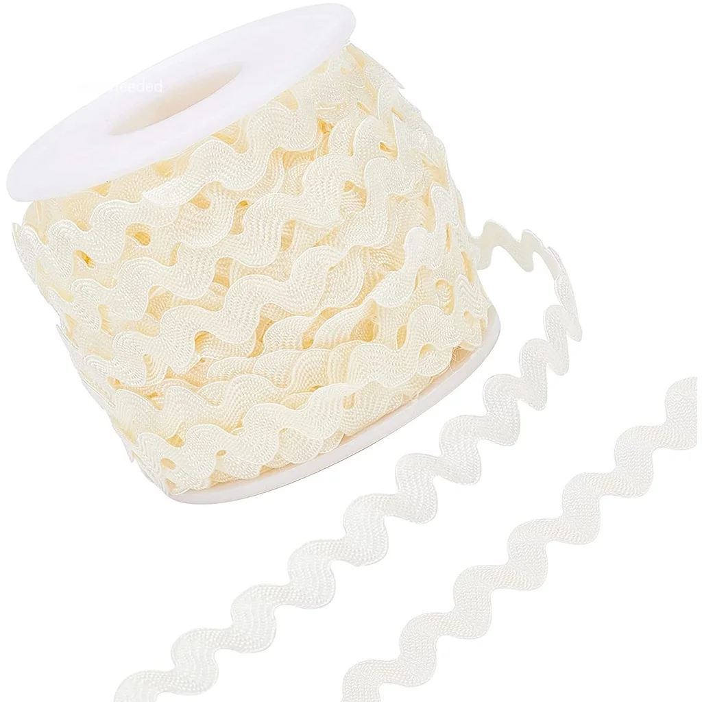 

1 Roll 27yd/25m RIC Rac Trim Ribbon Wave Sewing Bending Fringe Trim 5mm/0.2 inch for Sewing Flower Making Wedding Party Craft