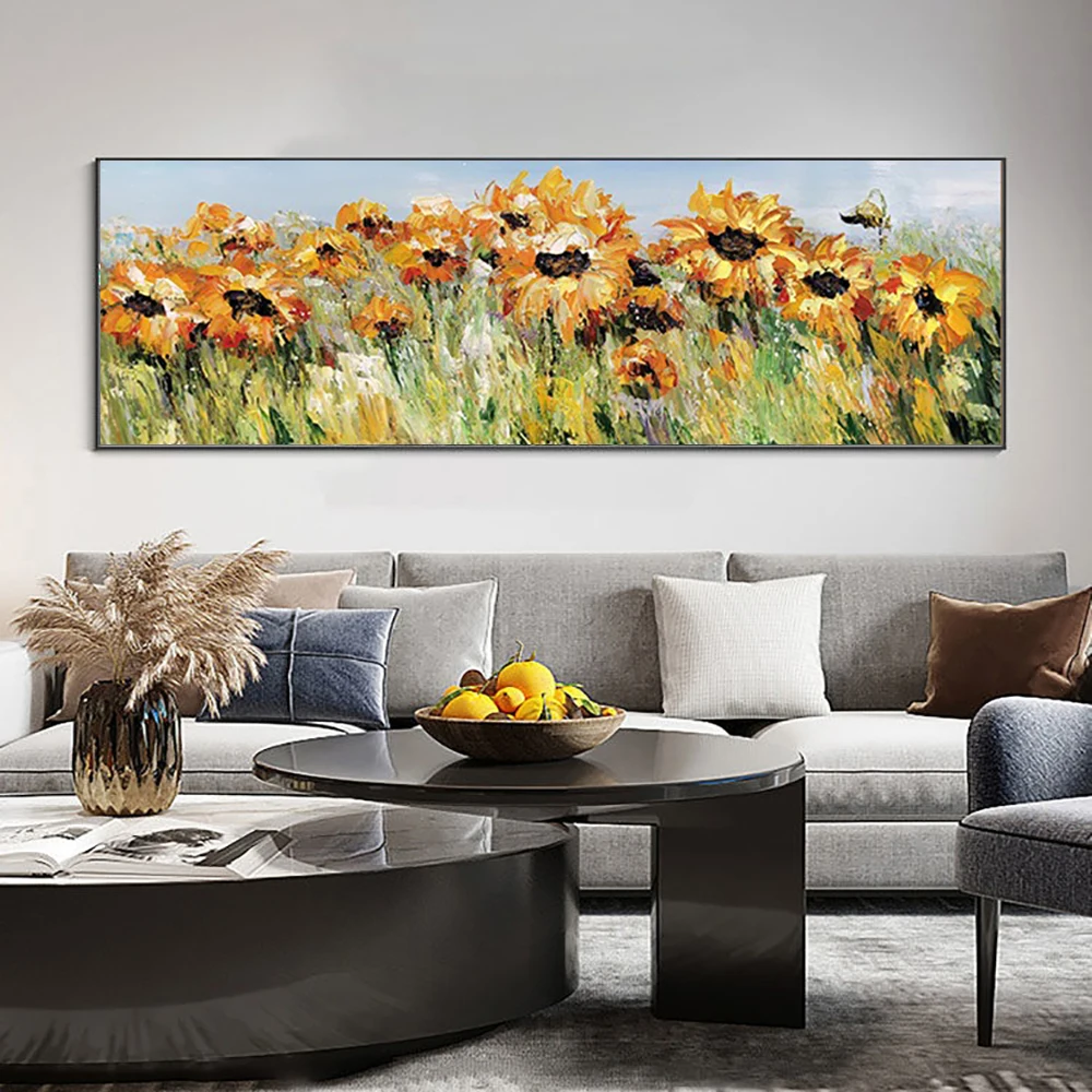 Большая ручная роспись абстрактные 3D поле подсолнечника картина маслом