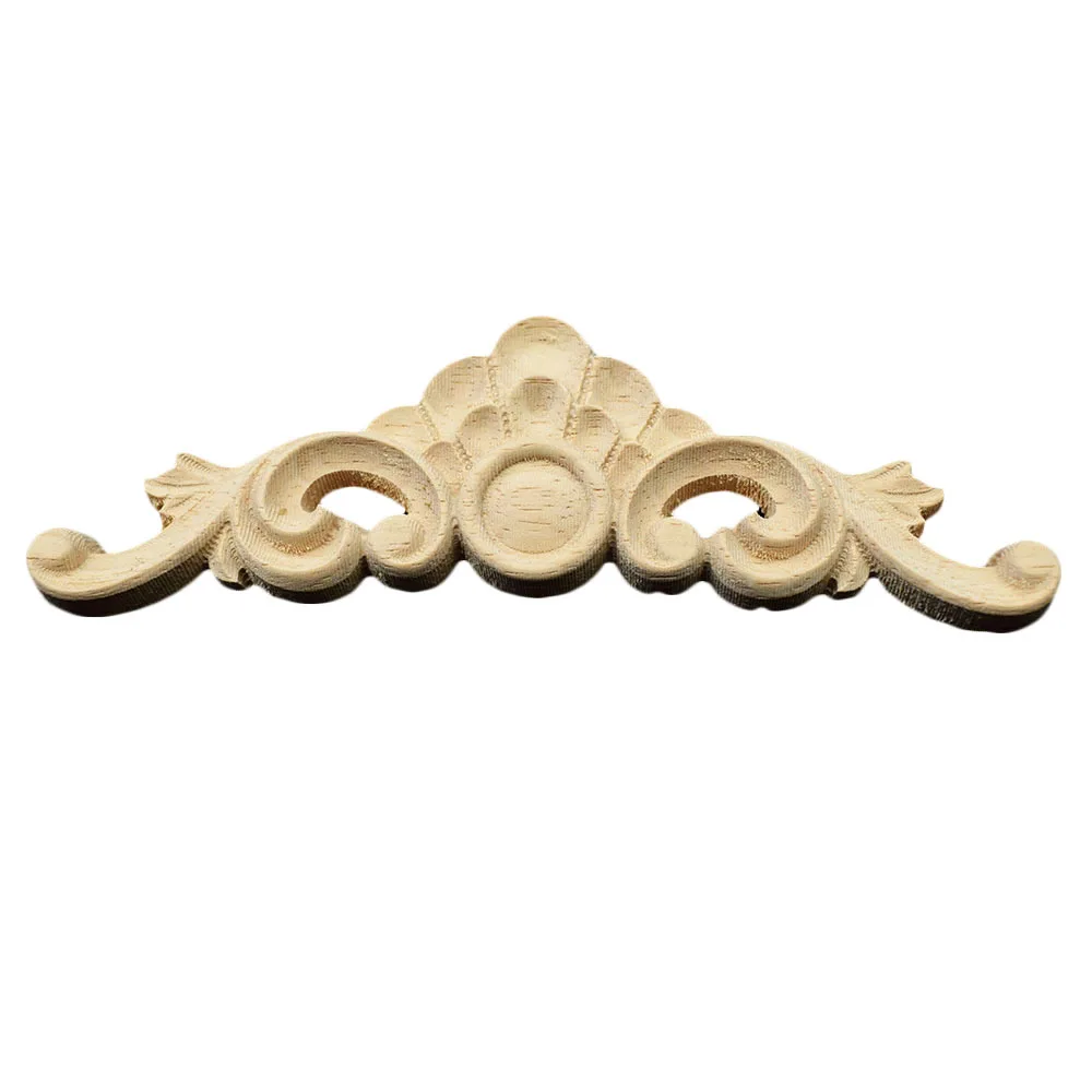 

4PCS Wood Carved Decal Corner Long Onlay Applique Unpainted Door Furniture Woodcarving Decorative Wood Figurines Craft