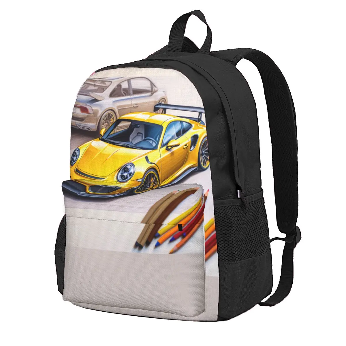 

Классический спортивный рюкзак с машинкой, цветной мультяшный карандаш, художественные спортивные рюкзаки, забавные школьные ранцы для студентов, индивидуальный дышащий рюкзак