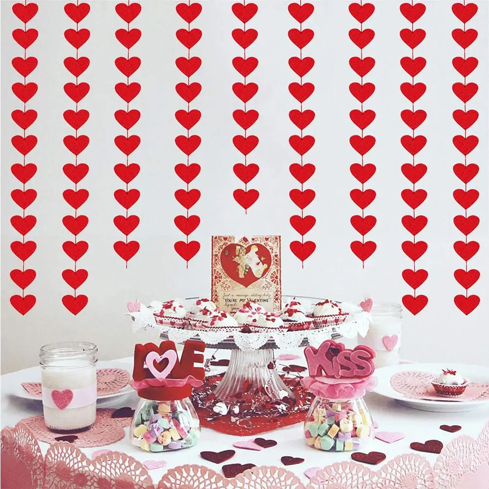 

【Clearance sale】Red Hearts Garland DIY Valentines Day Hanging String Garland Day Wedding Anniversary Birthday Party Decor
