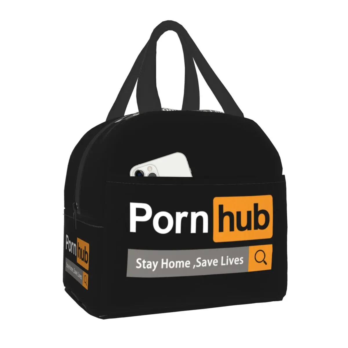 

Pornhub Logo Insulated Lunch Bags for Work School Stay Home Save Lives Portable Thermal Cooler Bento Box Women Kids Lunch Box