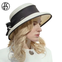 fs white and black patchwork wedding hats for women elegant church bucket hat with bowknot kentucky cap ladies visor sun fedoras