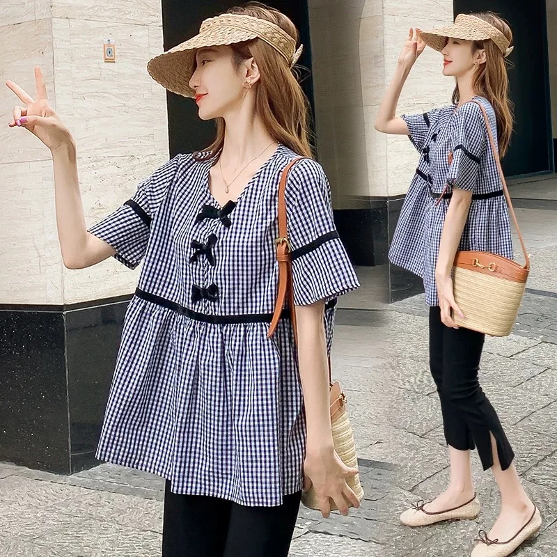 

Spring 2022 Maternity short sleeve shirt large size maternity dress2022