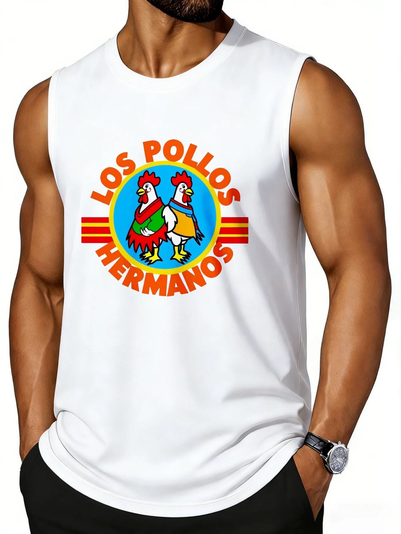 Фото Модная спортивная майка с принтом логотипа CLOOCL Los Pollos Hermanos, мужская летняя повседневная футболка без рукавов №1