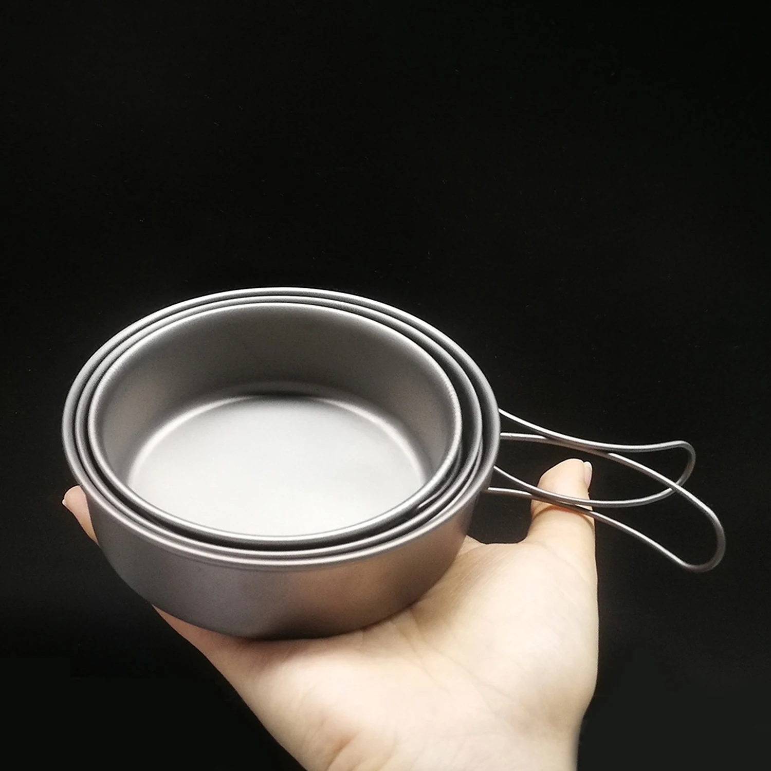 Ультралегкая титановая столовая чаша с складными ручками для кемпинга походов