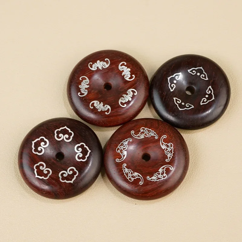 Серебряный инкрустированный маленьким листом фиолетовый деревянный кулон Lucky