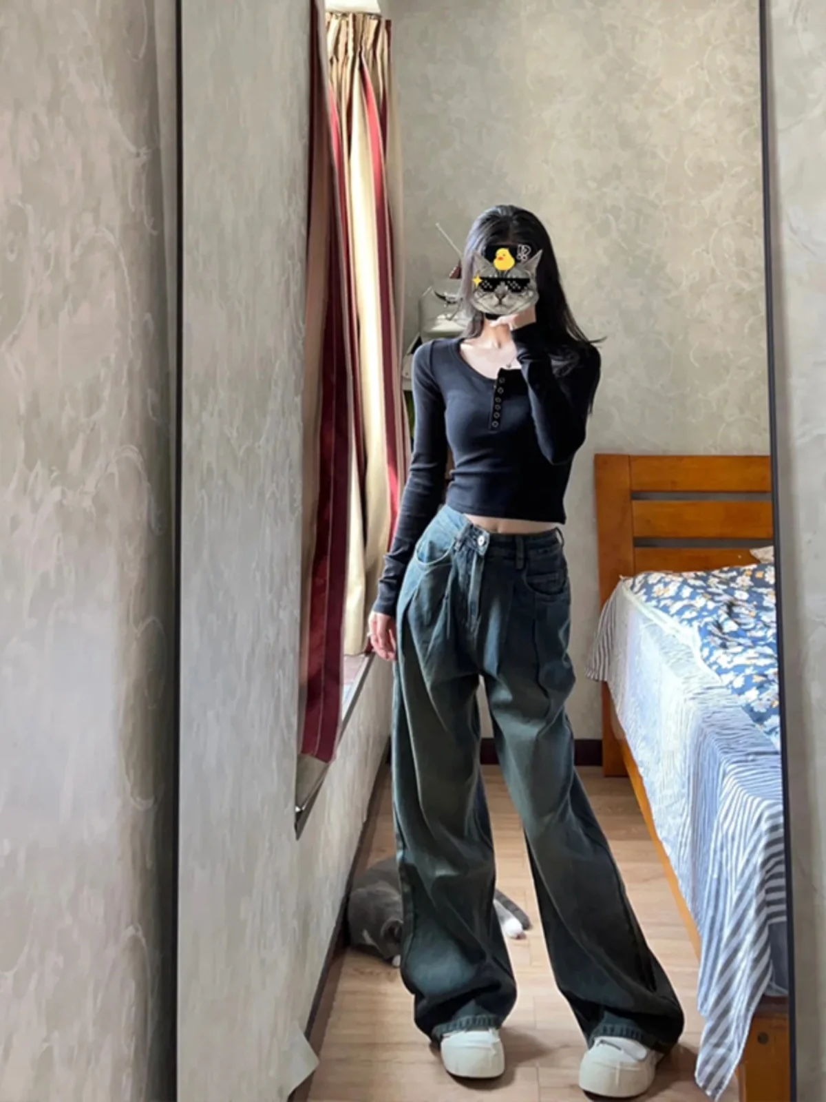 Осень-зима 2024 новая рубашка с U-образным воротником на плечах короткая длинными