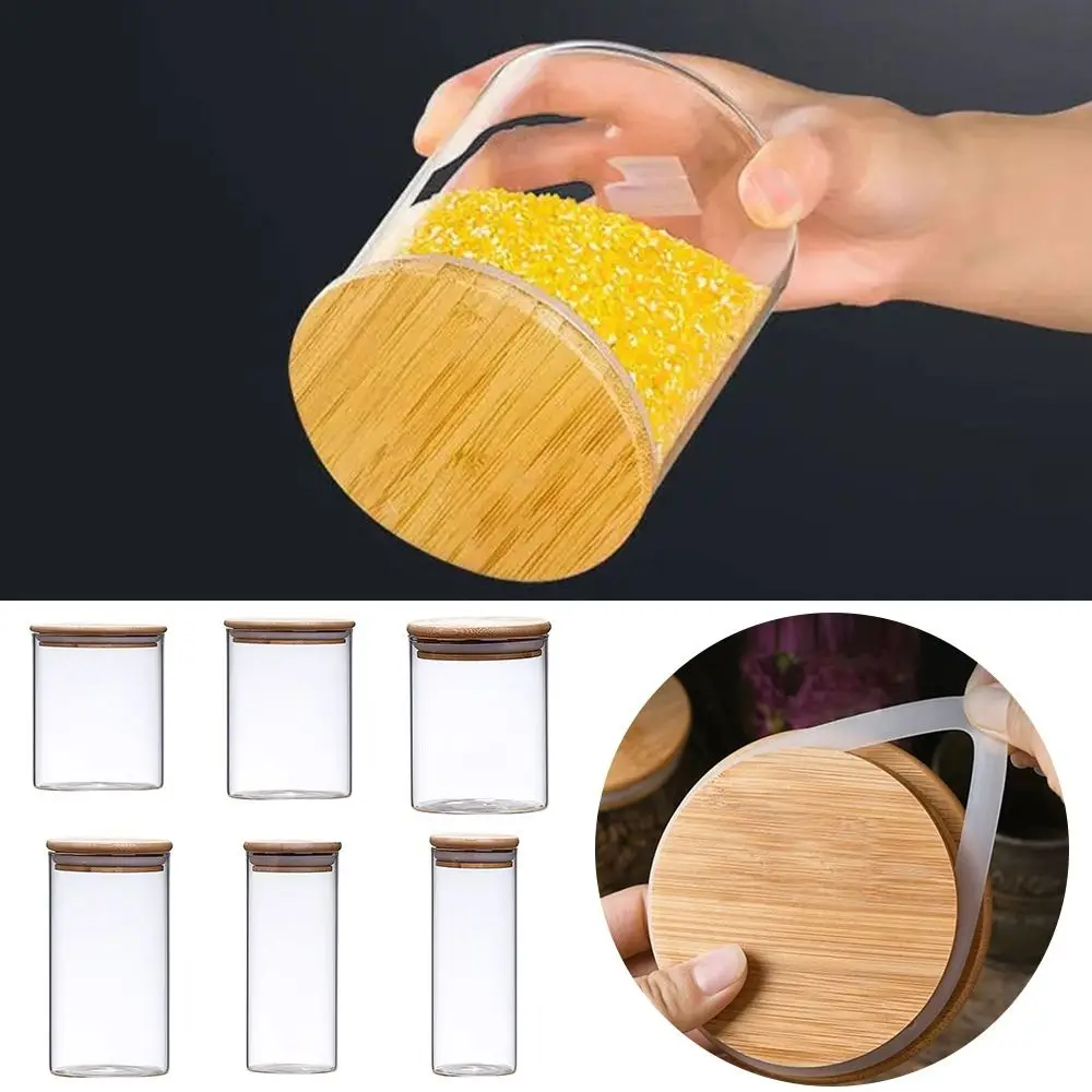 Новая стеклянная банка с бамбуковой крышкой разнообразная герметичная для