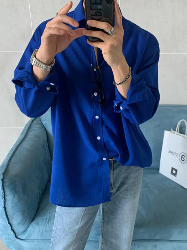 

SYUHGFA Men Clothing 2022 Autumn Turn Down Collar Long Sleeve Shirt For Men Loose Casual Korea Style Streetwear Shirts Tops