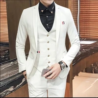 new white mens suit notched lapel slim fit tuxedos groom wear tailor made terno 3 pieces blazerpantsvest costume homme
