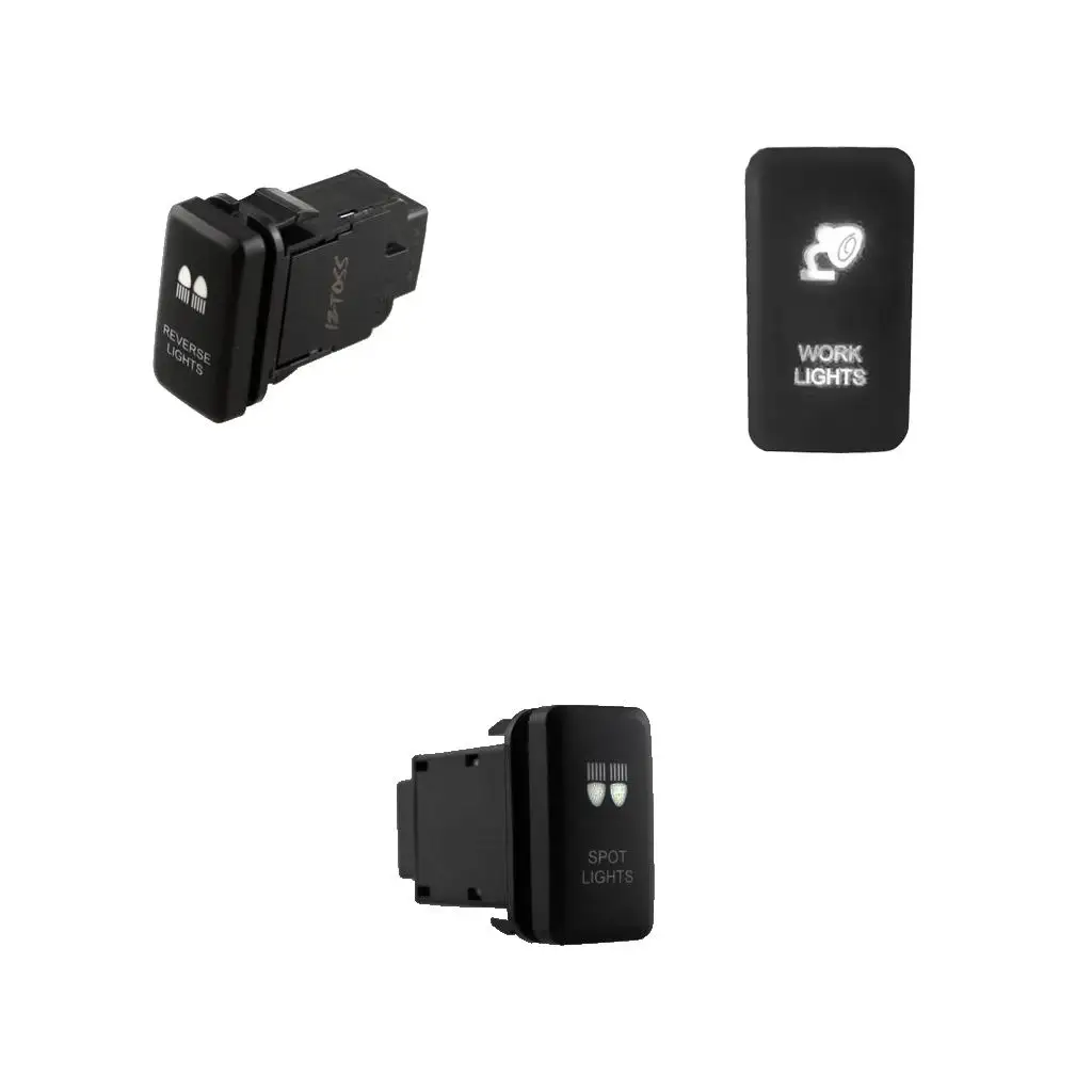 

3 Pieces Push Rocker Switch Blue LED Light Waterproof For Hilux Landcruiser