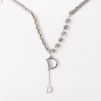 2022 new fashion women temperament double letter d zircon chain splicing necklace women sexy party letter d zircon chain necklac