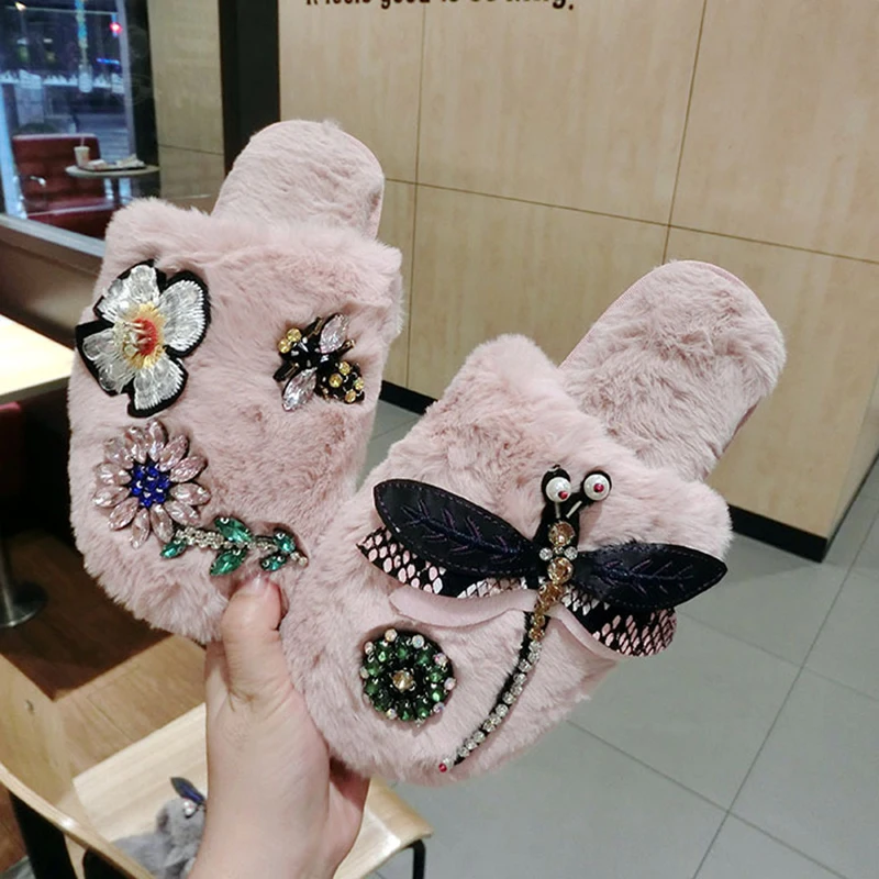 

Flower Plush Slippers Indoor Slippers Home Shoes Anime Wood Floor Women Men Winter Custom Warm Home Shoes Snow Shoes Home Cute