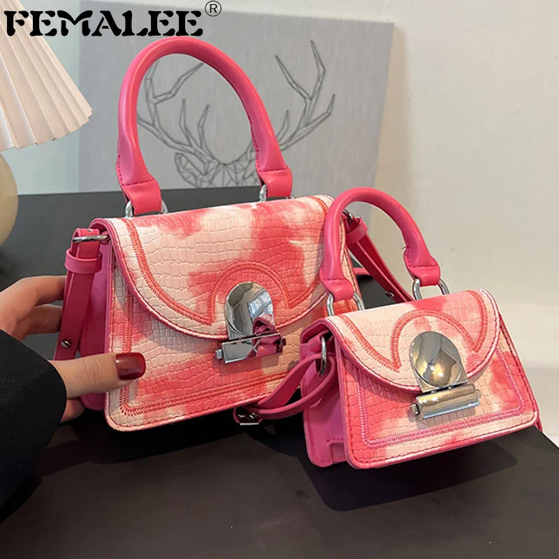 

Brand Women Gradient Color PU Leather Money Clutch Handbags 2 Sizes Lock Purses for Cash Card Holders 2023 Shoulder Bags