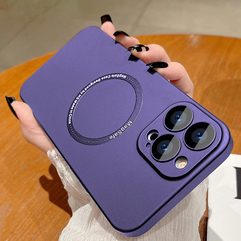 Magnetic Case For Magsafe Wireless Charging Cover 14 Pro Max For iPhone 14 13 12 11 Pro Max Matte thin Lens Glass Protector Case
