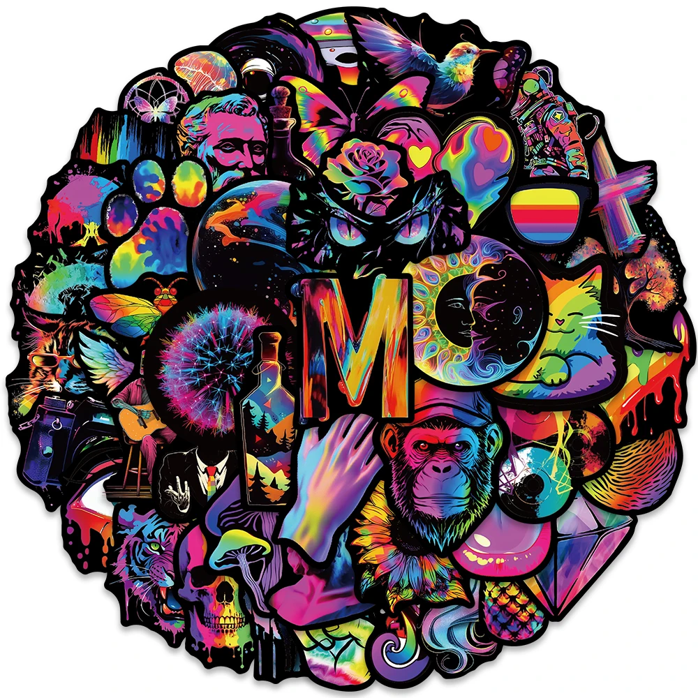 50 шт. виниловые наклейки для ноутбука забавные мультяшные радужные стикеры в