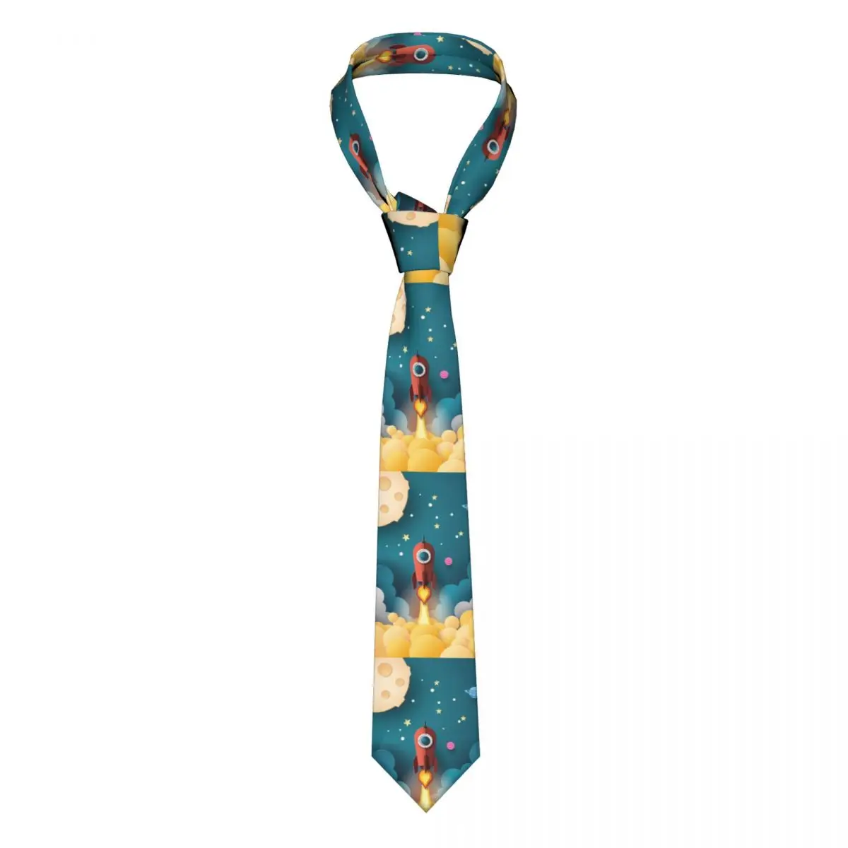 Tie For Men Formal Skinny Neckties Classic Men's Space Rocket Launch And Galaxy Paper Art Wedding Tie Gentleman Narrow