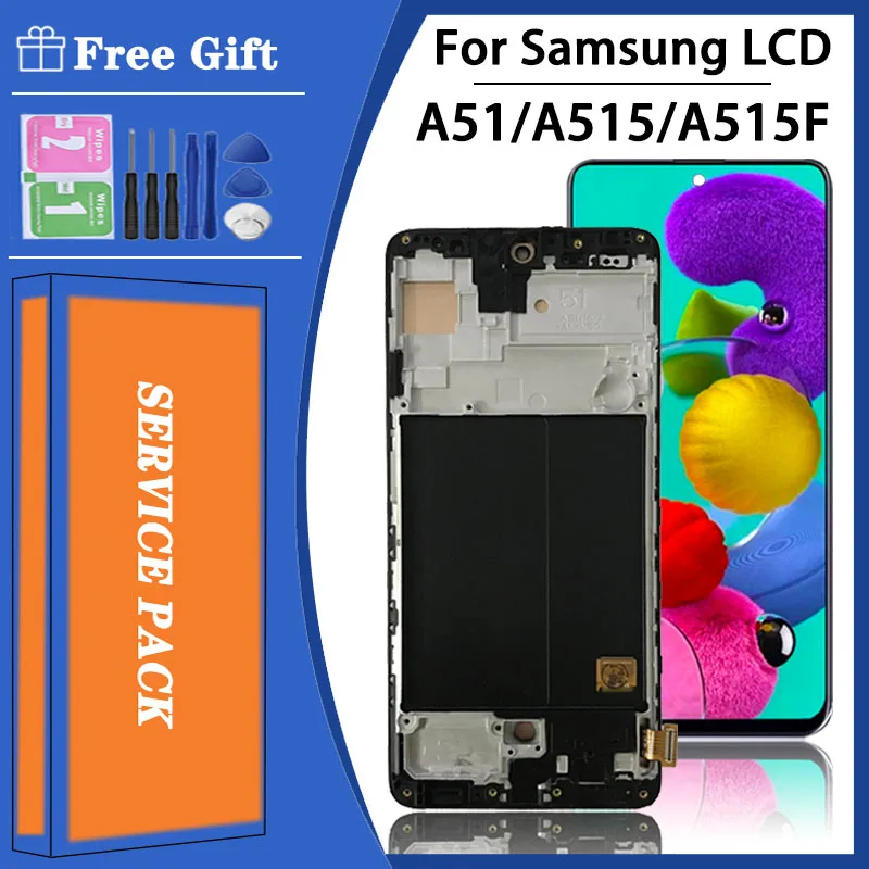 Super AMOLED для Samsung A51 ЖК-дисплей SM-A515/DS A515F Замена сенсорного экрана A515 Дисплей с