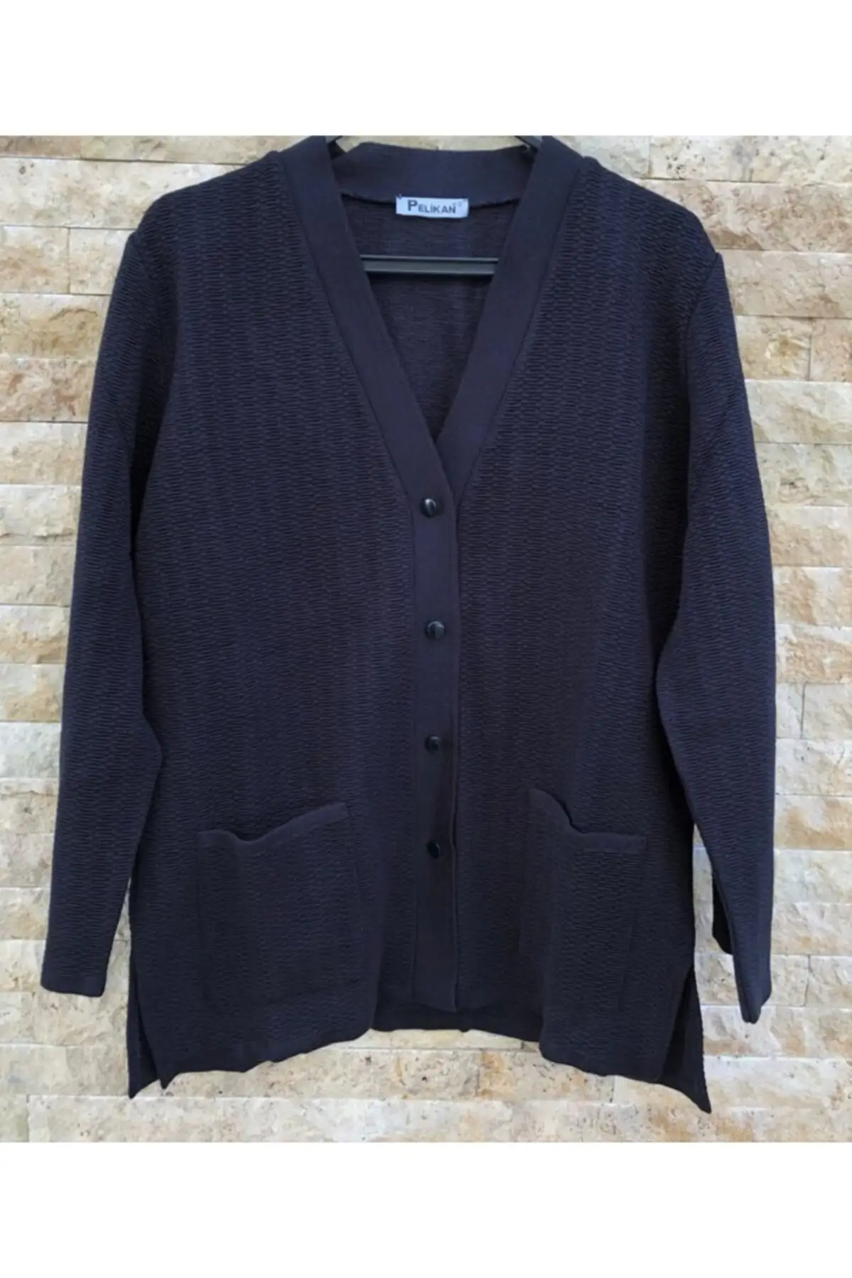 

Women's Cardigan Navy Blue Large Size Buttoned Steel Knitted Knitted Knitted Quality Fashion Sweaters Loose Jumper