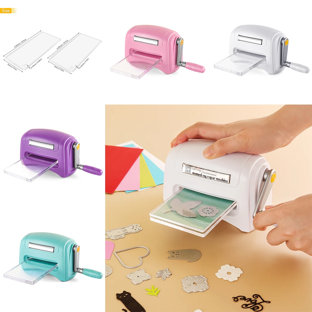 

16*9*6.5cm Mini Manual Die Cutting and Embossing Machine Color Blue Pink Purple White for DIY Craft Paper Cards Die Cutting